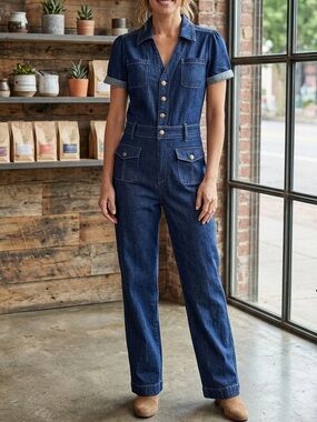 PAIGE Darla Wide Leg Jumpsuit in Baltimore Indigo Size 6